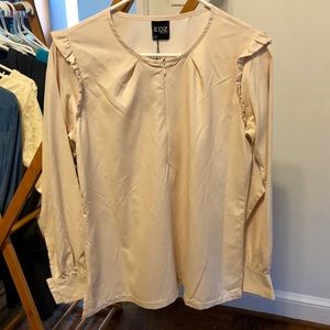 Millennial pink long sleeve flared blouse